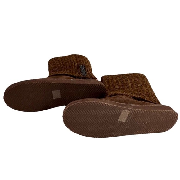 Isaac Mizrahi Suede Look Sweater Cuff Faux Fur Lined Booties Brown Womens Sz 10 - Picture 5 of 8